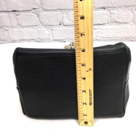 Doncastor Pebbled Leather Chain Link Double Handle Lined Black Bucket Handbag - Picture 14 of 16